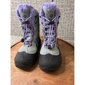 Columbia Youth 400g Waterproof Winter Boots With Faux Fur Lining Size 2 Purple &